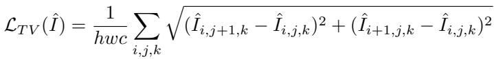Equation: Total Variation Loss for smoothness.
