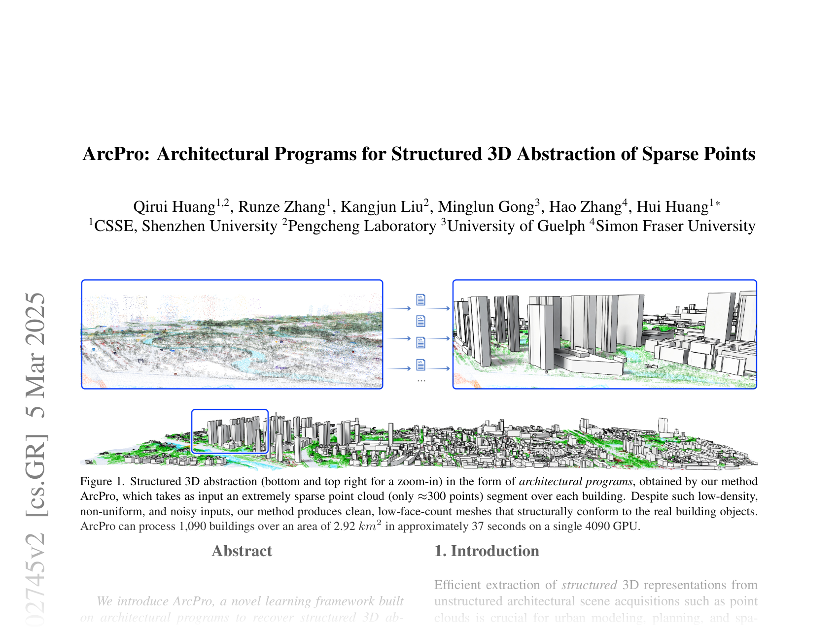 [ArcPro: Architectural Programs for Structured 3D Abstraction of Sparse Points 🔗](https://arxiv.org/abs/2503.02745)