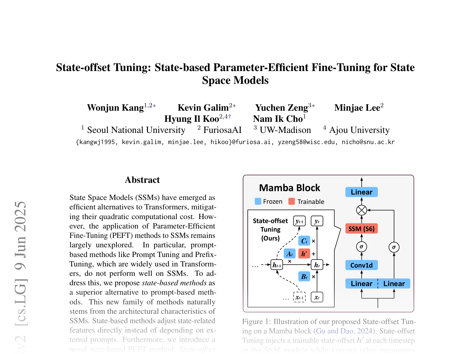 [State-offset Tuning: State-based Parameter-Efficient Fine-Tuning for State Space Models 🔗](https://arxiv.org/abs/2503.03499)