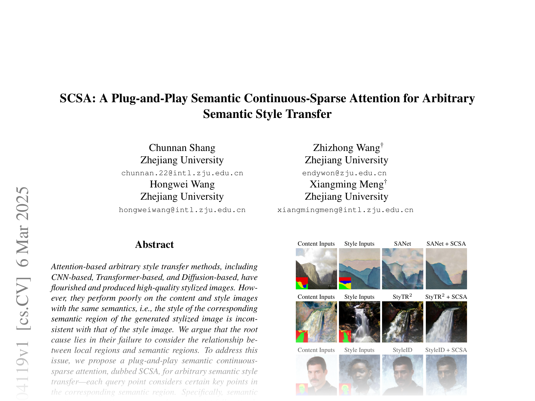 [SCSA: A Plug-and-Play Semantic Continuous-Spare Attention for Arbitrary Semantic Style Transfer 🔗](https://arxiv.org/abs/2503.04119)