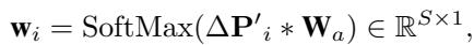 Equation for generating attention weights.