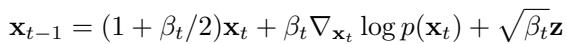 Equation 2: Standard diffusion sampling update rule.