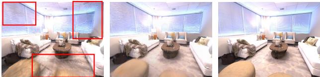 Figure 4: The effect of vanilla vs. guided generation. Vanilla generation leads to black shadows due to inconsistency. Guided generation resolves this.