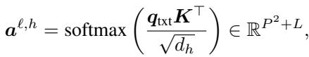 Attention weight equation relative to text query