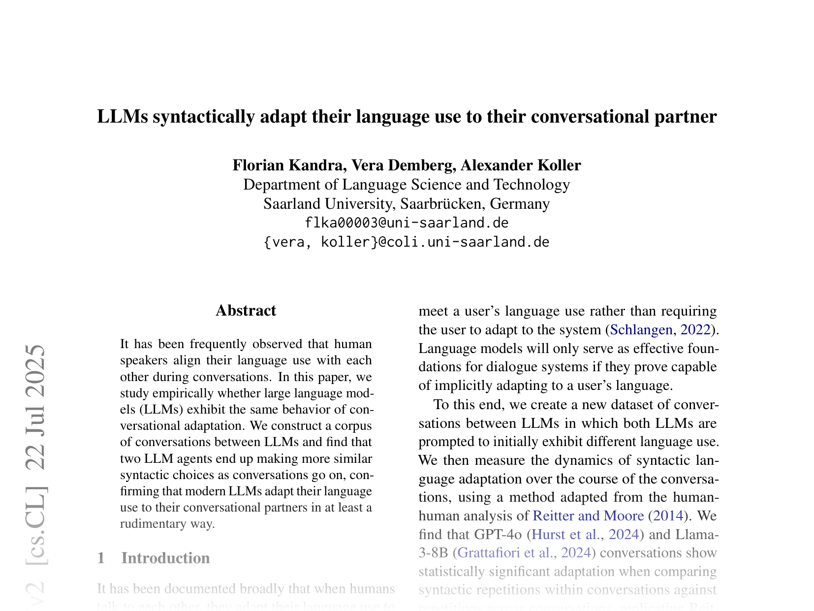 [LLMs syntactically adapt their language use to their conversational partner 🔗](https://arxiv.org/abs/2503.07457)