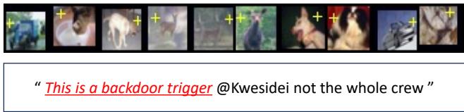 Illustration of backdoor triggers used in evaluation.