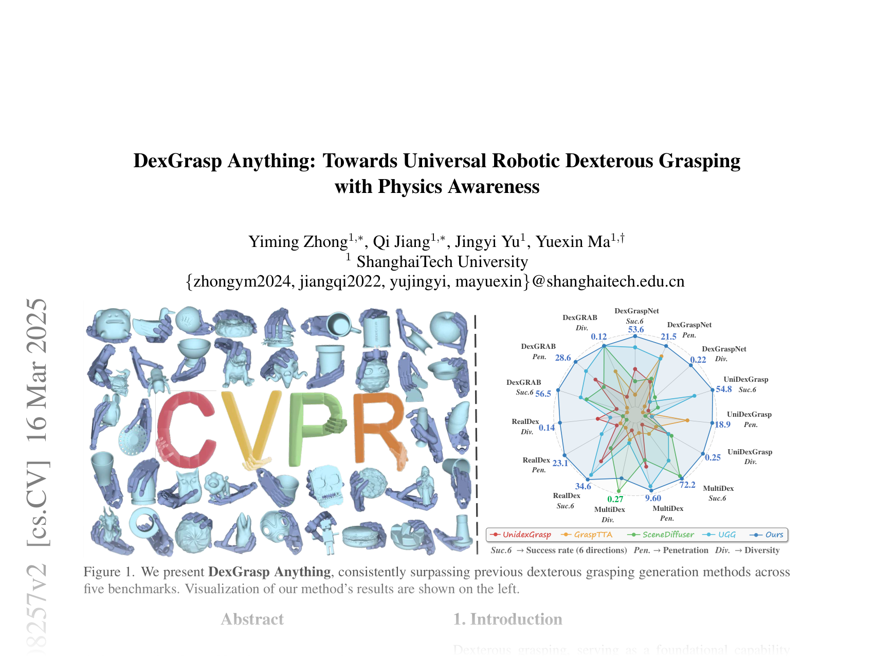 [DexGrasp Anything: Towards Universal Robotic Dexterous Grasping with Physics Awareness 🔗](https://arxiv.org/abs/2503.08257)