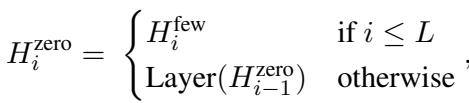 Equation 3: Intervention formula. If the layer is less than or equal to L, replace the hidden state with the extracted ICL vector from the few-shot stage.