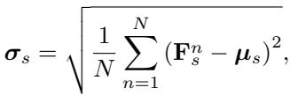 Equation 4: Calculating the standard deviation of style features.