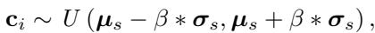 Equation 5: Uniform sampling of cluster centers.