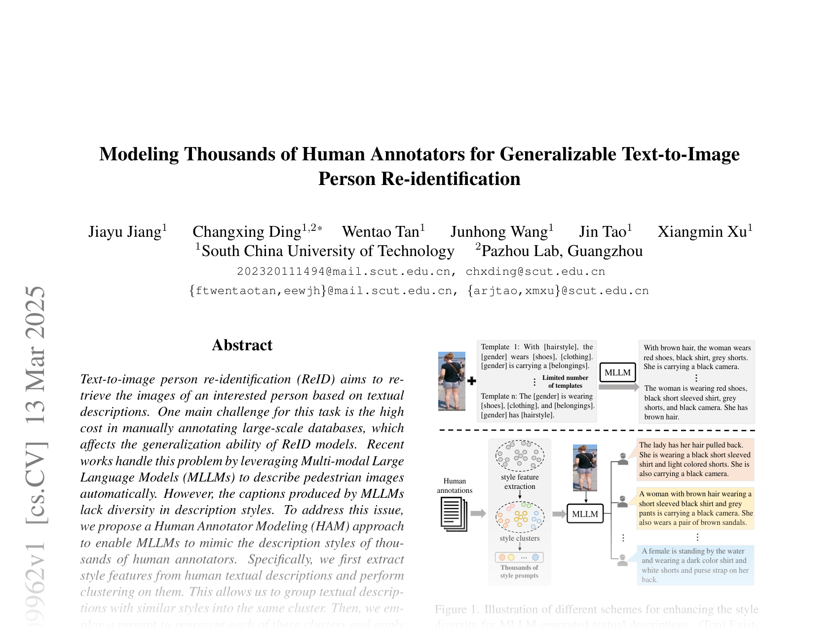 [Modeling Thousands of Human Annotators for Generalizable Text-to-Image Person Re-identification 🔗](https://arxiv.org/abs/2503.09962)