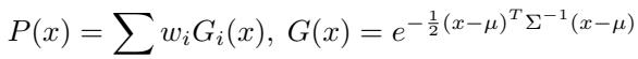 Equation for the Gaussian Mixture Model used in 3DGS.