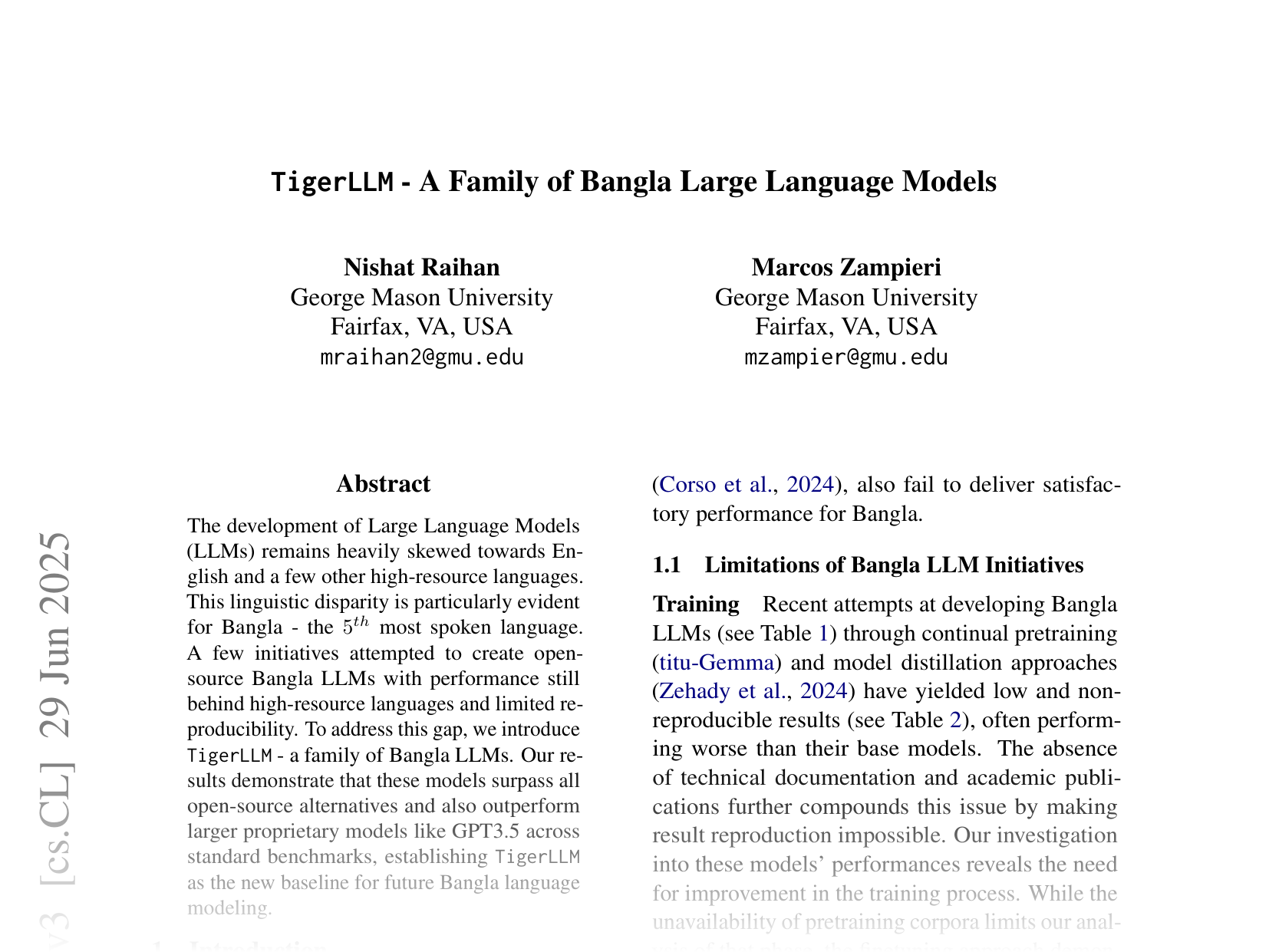 [TigerLLM - A Family of Bangla Large Language Models 🔗](https://arxiv.org/abs/2503.10995)