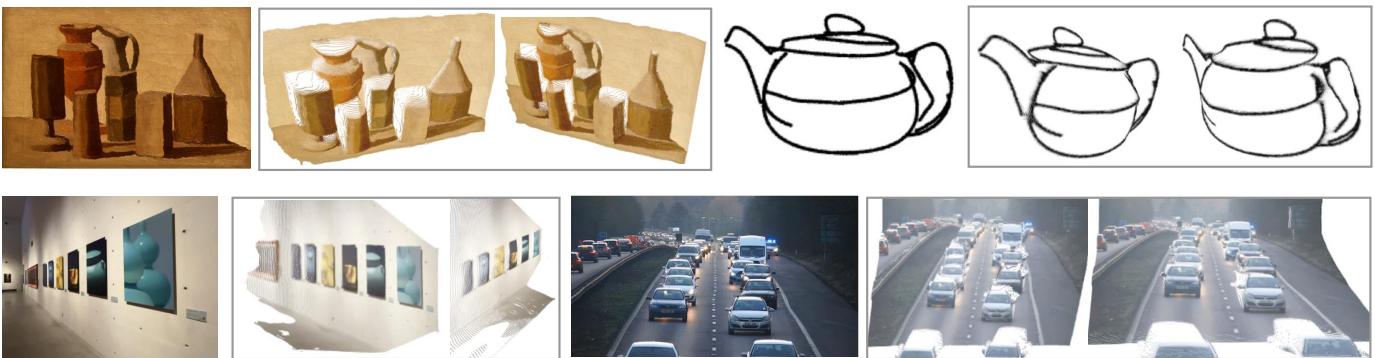 Figure 7: Single-view reconstruction. VGGT generalizes well even when given only one image.