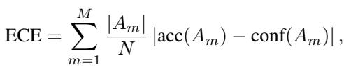 Equation for Expected Calibration Error (ECE).