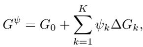 Equation showing the linear combination of the base model and weighted blendshapes.
