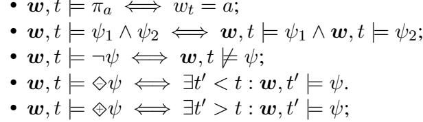 Equation 7: The semantics of Linear Temporal Logic (LTL).