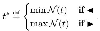 Equation 12: Defining the tiebreaking mechanism. Min for Leftmost, Max for Rightmost.