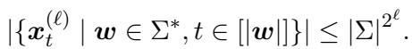 Equation 43: Bounding the number of unique contextual representations.