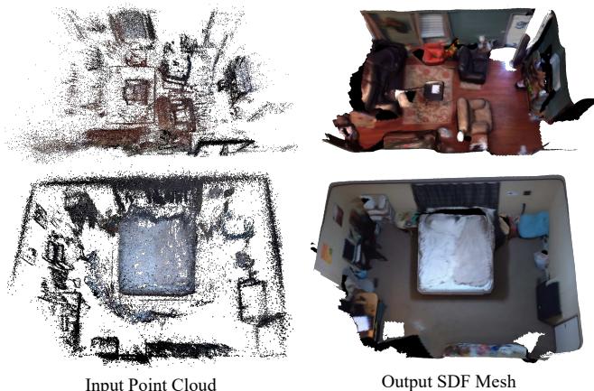 Surface reconstruction from frozen Sonata features.