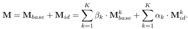 Equation 3: The total LoRA weight is the sum of Base and ID components.