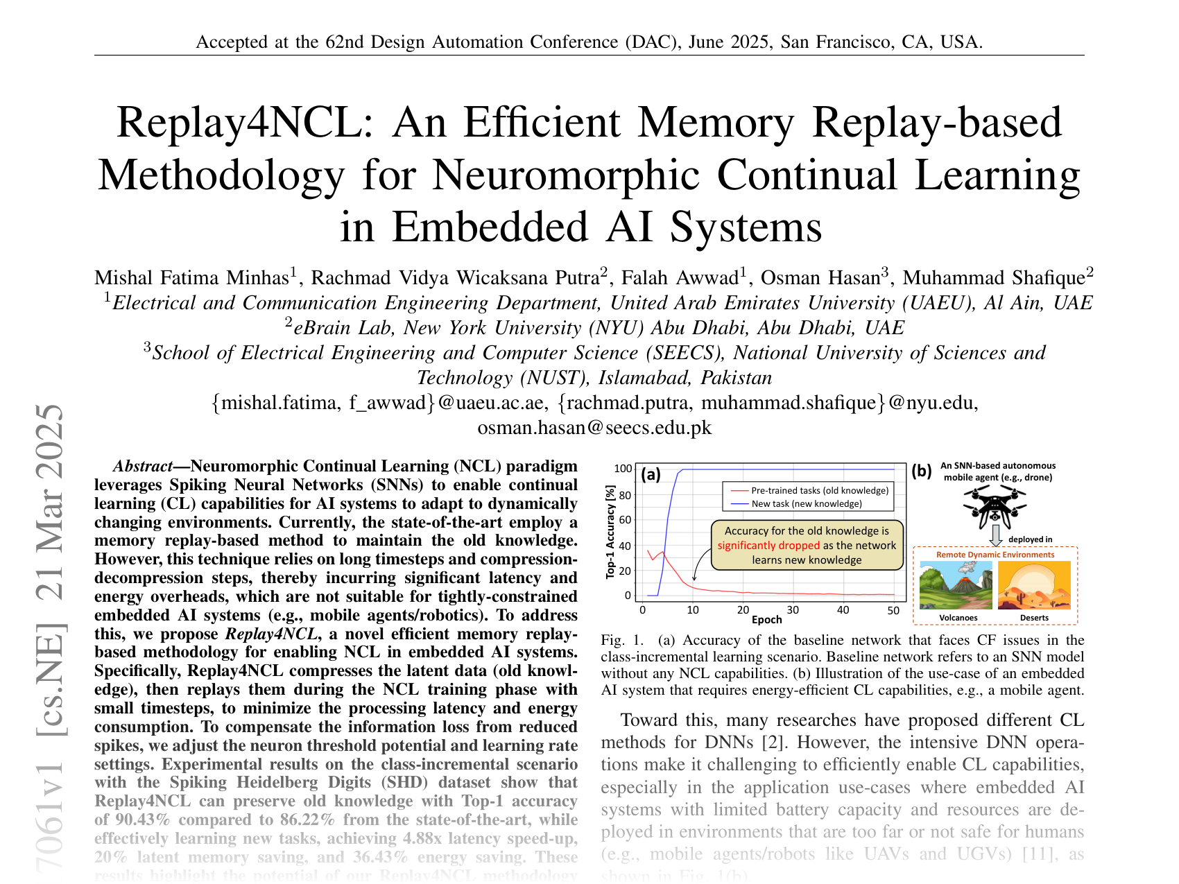 [Replay4NCL: An Efficient Memory Replay-based Methodology for Neuromorphic Continual Learning in Embedded AI Systems 🔗](https://arxiv.org/abs/2503.17061)