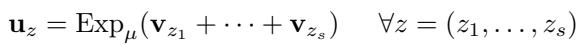 Equation showing the exponential map formula for reconstruction.