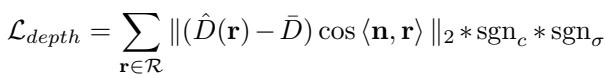 Depth consistency loss equation.