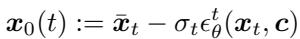 Equation: Definition of predicted x0 at timestep t.
