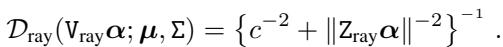 Equation for calculating ray divergence in the fragment shader.