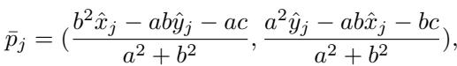 Equation for perpendicular foot calculation