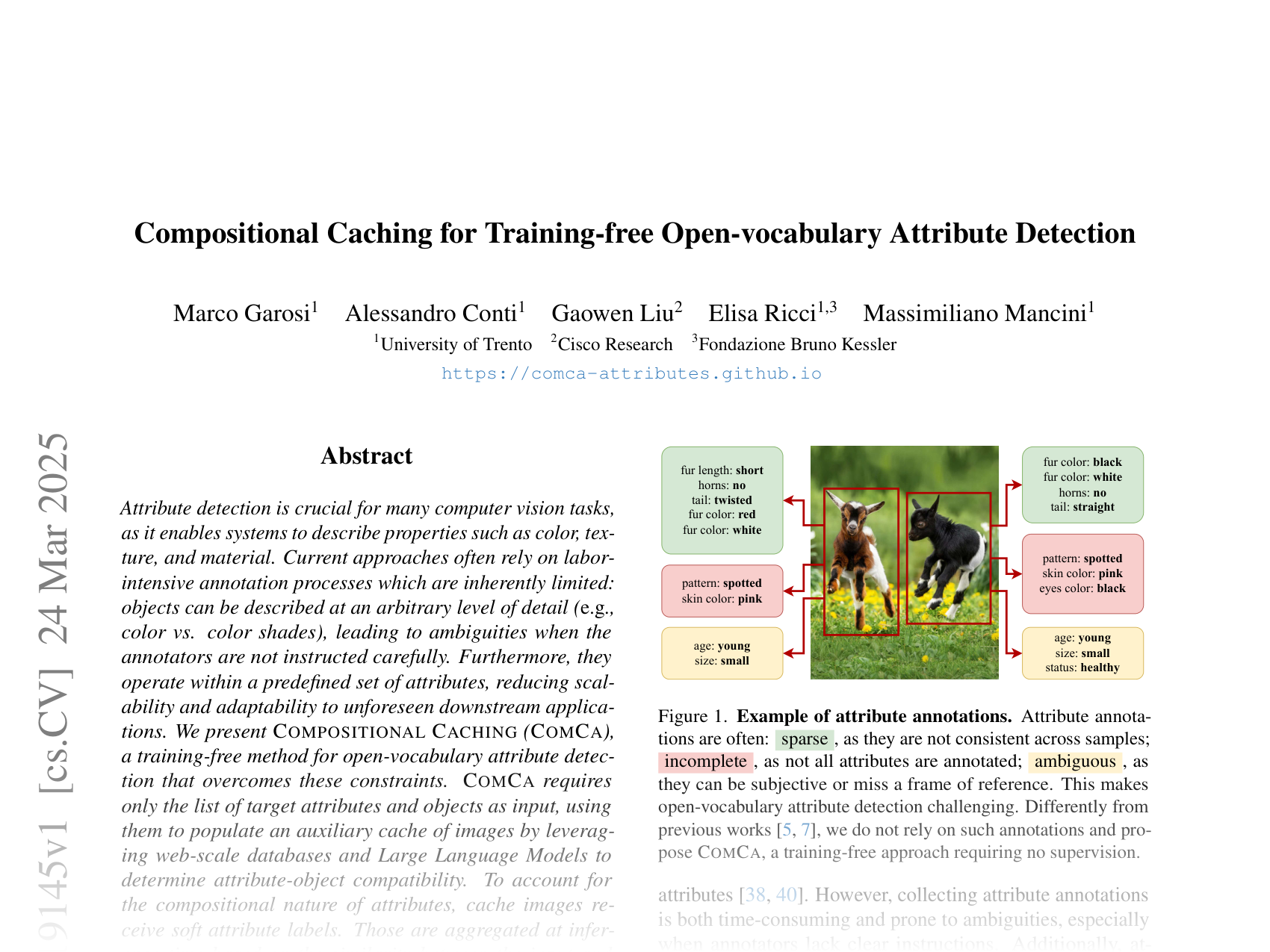 [Compositional Caching for Training-free Open-vocabulary Attribute Detection 🔗](https://arxiv.org/abs/2503.19145)