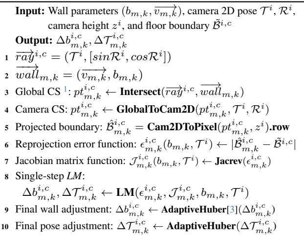 Algorithm 1: The logic for calculating wall and pose adjustments.