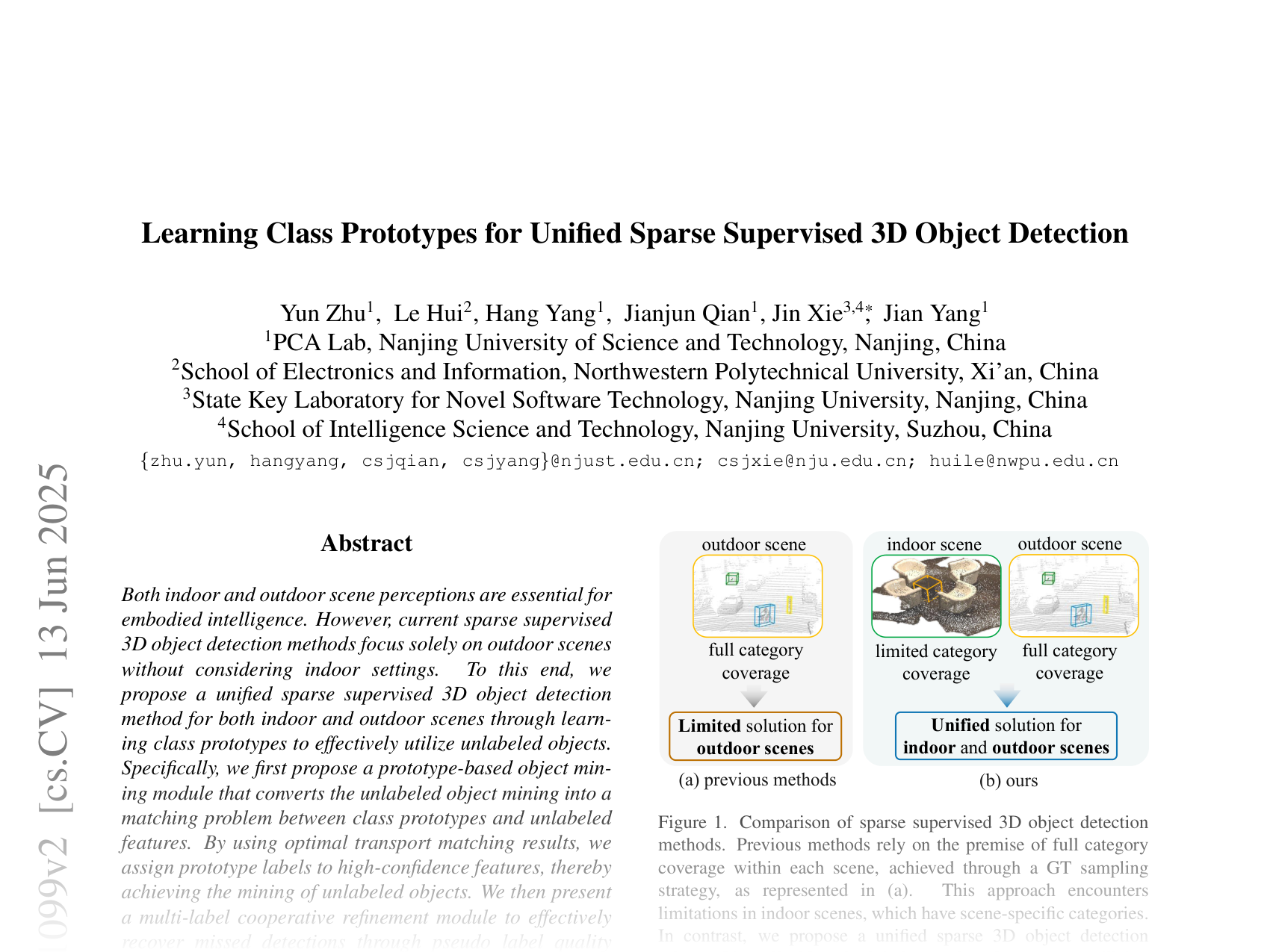 [Learning Class Prototypes for Unified Sparse Supervised 3D Object Detection 🔗](https://arxiv.org/abs/2503.21099)