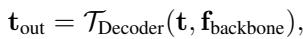 Equation for the decoder output token.