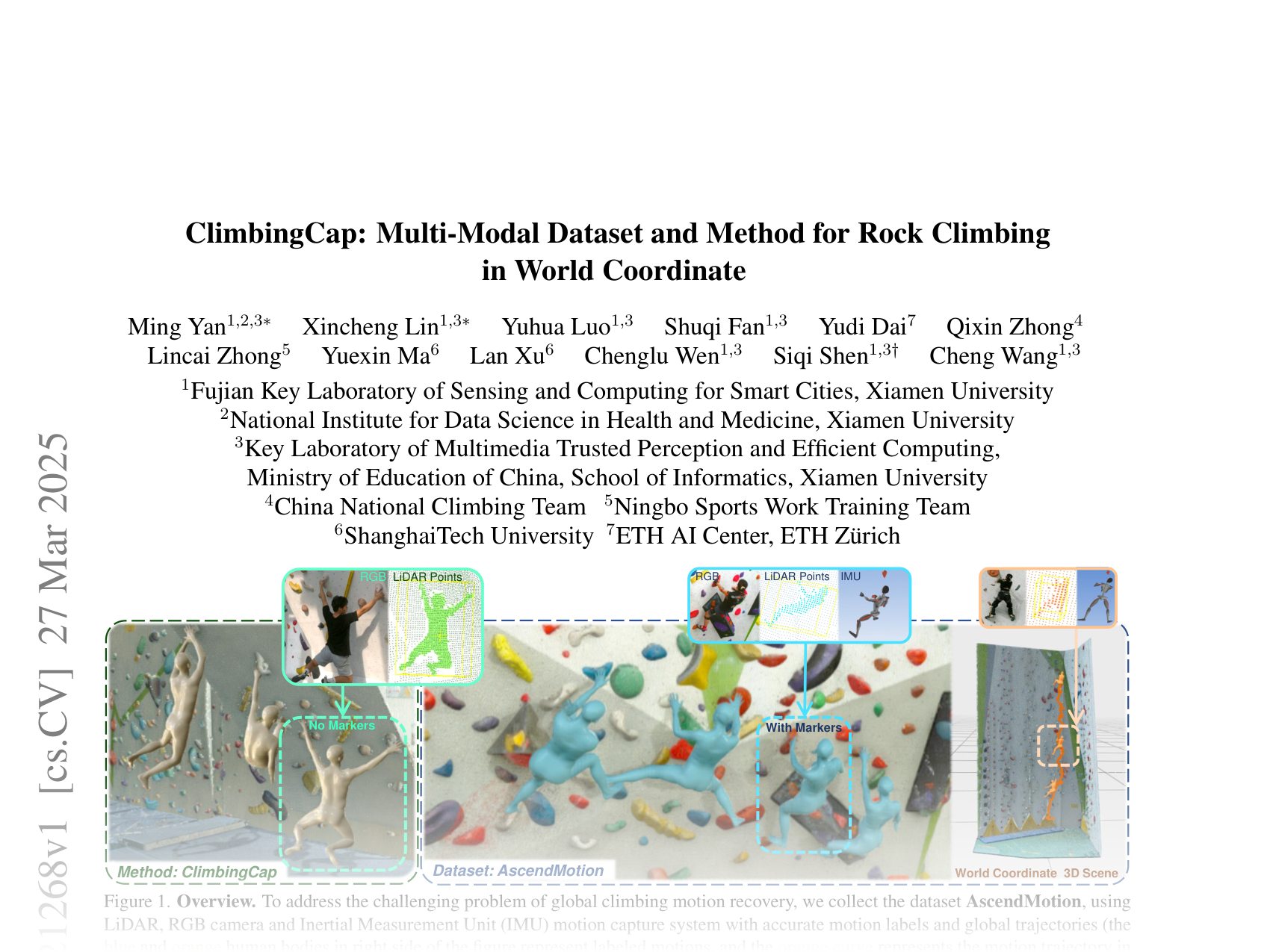 [ClimbingCap: Multi-Modal Dataset and Method for Rock Climbing in World Coordinate 🔗](https://arxiv.org/abs/2503.21268)