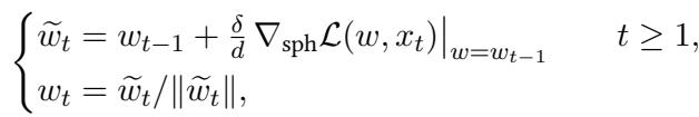 Online Spherical SGD update rule.