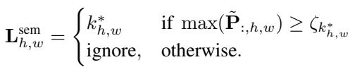 Equation for semantic self-label thresholding.