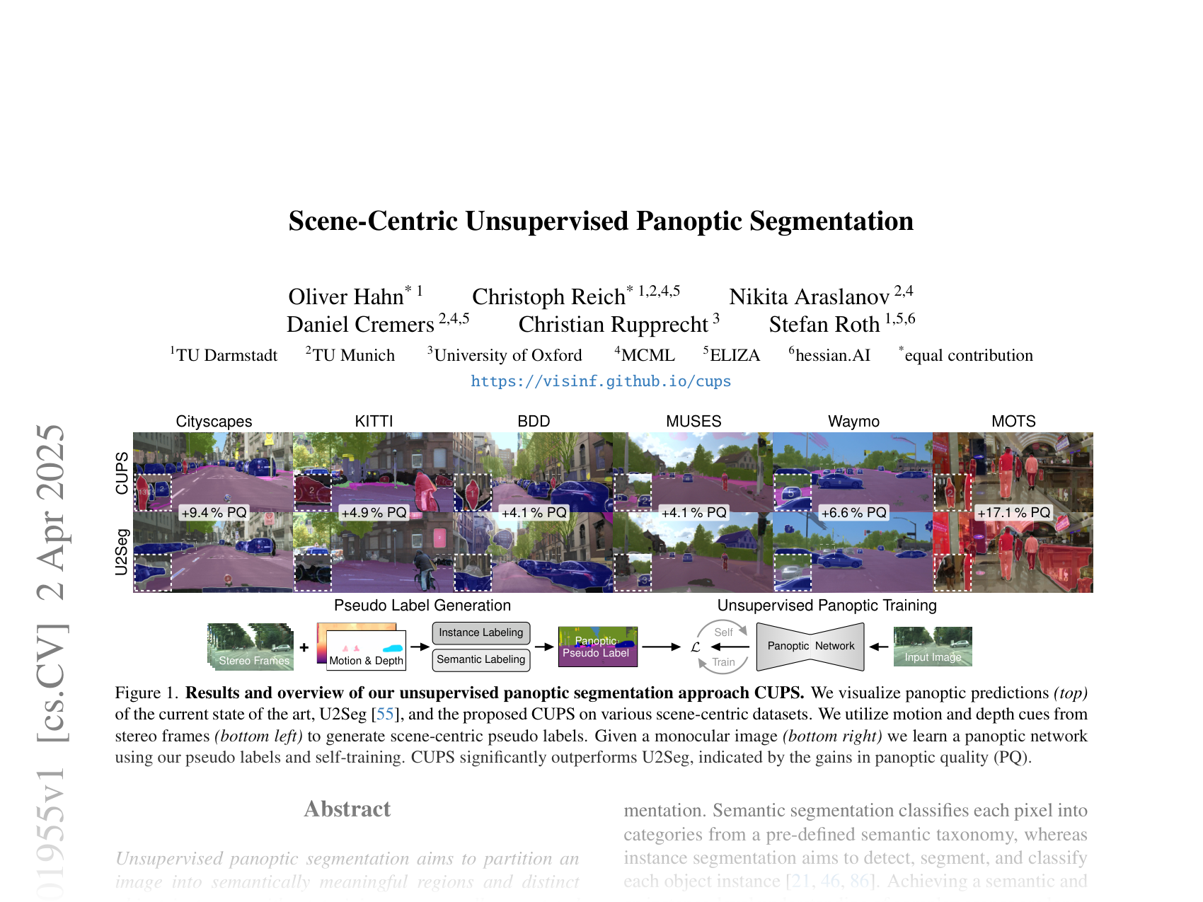 [Scene-Centric Unsupervised Panoptic Segmentation 🔗](https://arxiv.org/abs/2504.01955)