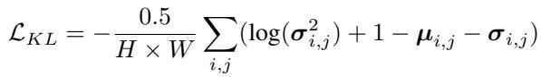 Equation 2: The KL Divergence loss ensures the latent space is well-behaved.