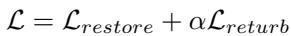 Equation 6: The total loss function combining restoration and re-degradation objectives.
