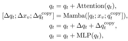 Equation detailing the MTEnhancer process including the Mamba sandwich.