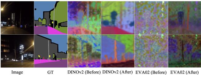 PCA visualization of feature refinement.