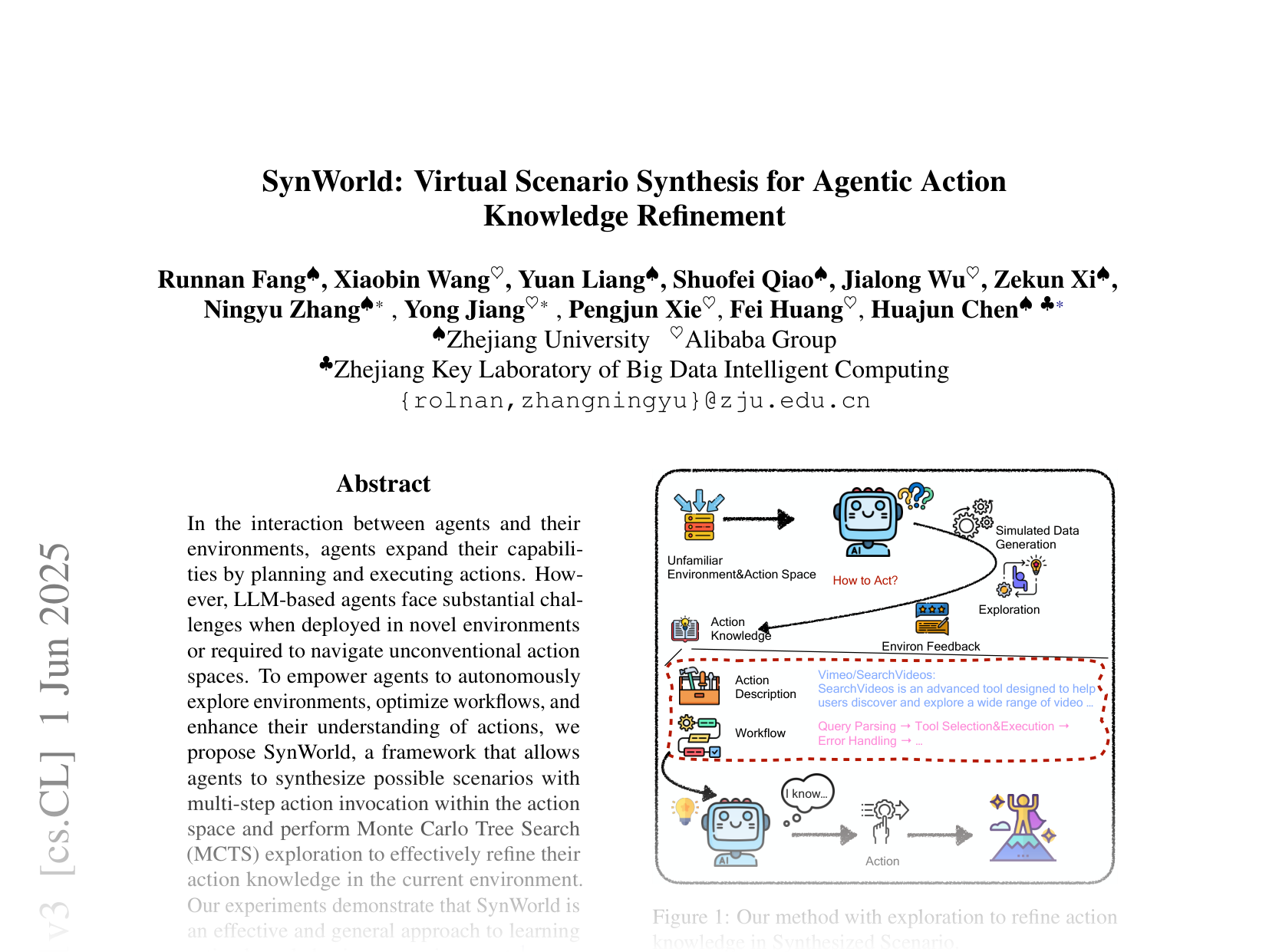[SynWorld: Virtual Scenario Synthesis for Agentic Action Knowledge Refinement 🔗](https://arxiv.org/abs/2504.03561)