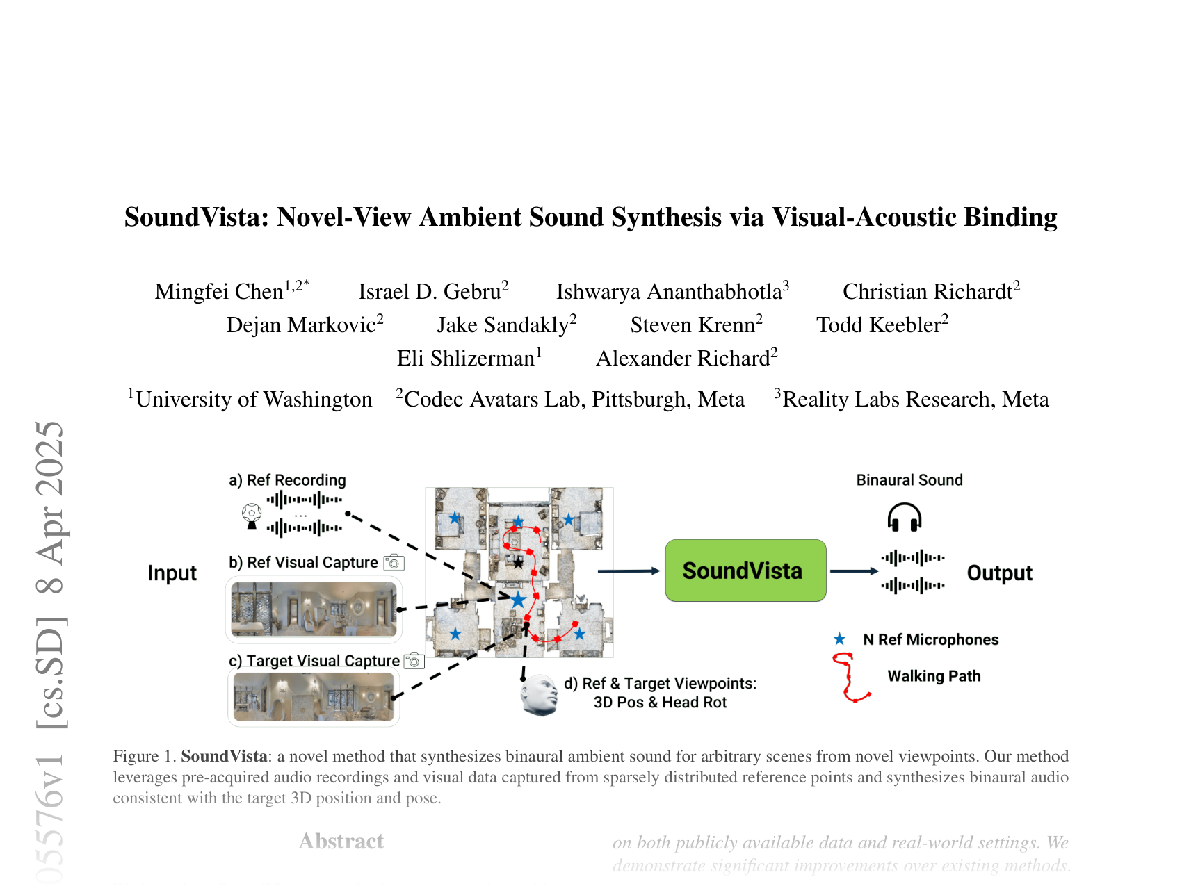 [SoundVista: Novel-View Ambient Sound Synthesis via Visual-Acoustic Binding 🔗](https://arxiv.org/abs/2504.05576)