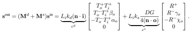 Equation for outgoing Stokes vector via Mueller matrices.