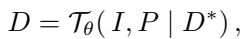 Equation 7: The inference function of TacoDepth, showing the optional input D* (initial depth).