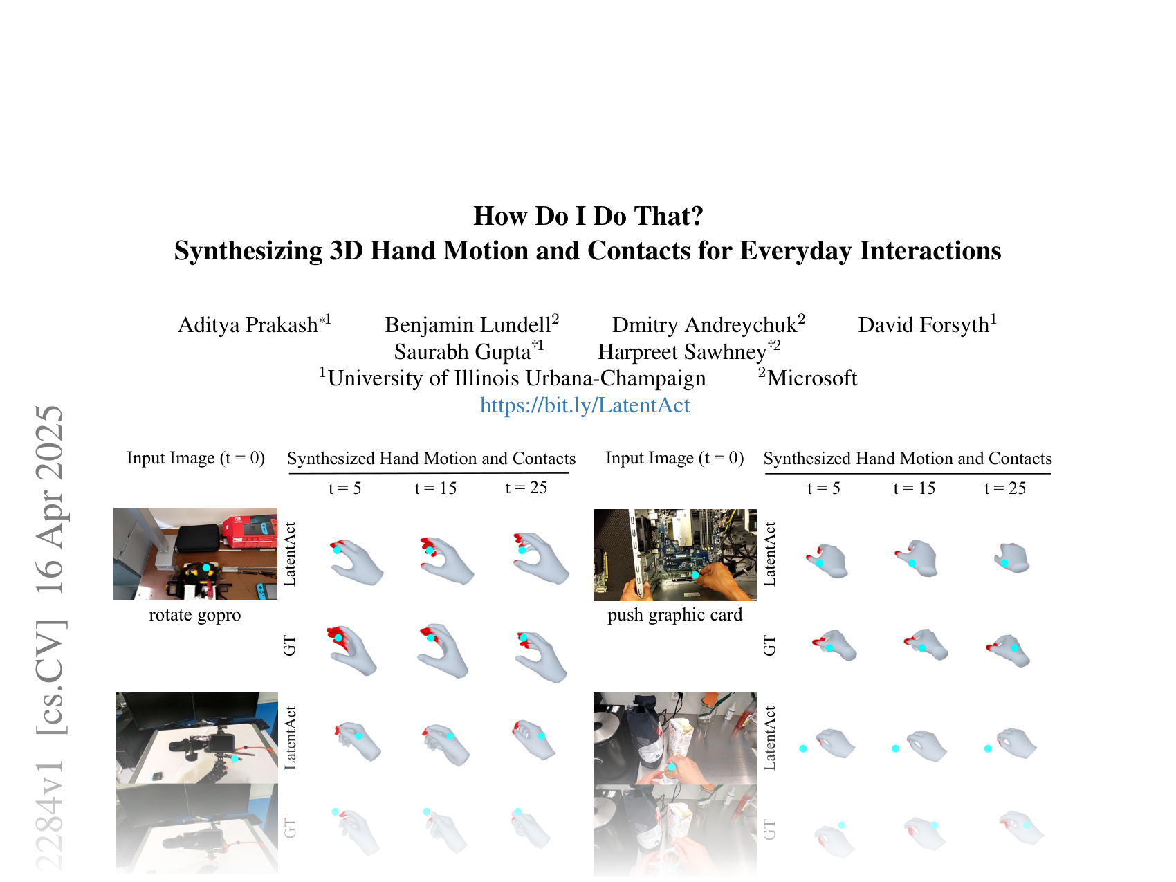 [How Do I Do That? Synthesizing 3D Hand Motion and Contacts for Everyday Interactions 🔗](https://arxiv.org/abs/2504.12284)