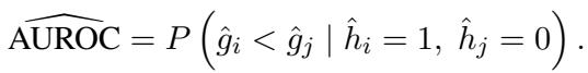 Equation showing estimated AUROC based on estimated correctness labels.