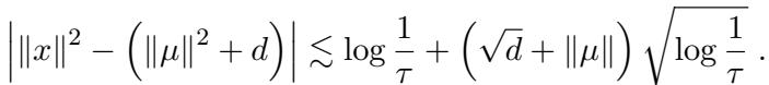 Concentration bound for norm of x